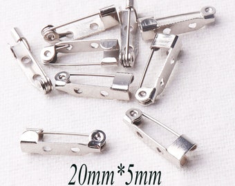 5-50 PCS Imperdibles de seguridad de barra de plata de metal con 2 orificios, barras de broche, pasadores de broche, pasadores de seguridad, sujetadores de insignias, alfileres de joyería, alfileres de ropa (sp202)
