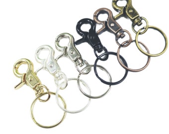 Lobster Swivel Clasps with Split Key Rings keychain key rings silver gold bronze copper black
