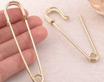 20 PCS Large Gold Safety Pins,Safety Pins Brooch Stitch Markers,Metal jewelry tag Brooch Bar Safety Pins Fasteners-3"(75mm)(BE14)