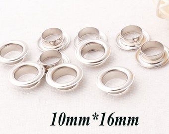 100 Sets Silber Ösen,3/8 "(10mm) Innengröße, ideal für Kleidung / Leder / Leinwand/Tasche/nieten(ey3025)