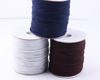 10-100 yards 1.5 mm White/Brown/Dark Blue Craft Nylon Coated Elastic Cord,Stretch Elastic Thread Round Drawstring,Elastic Stretch Cord(ro09)