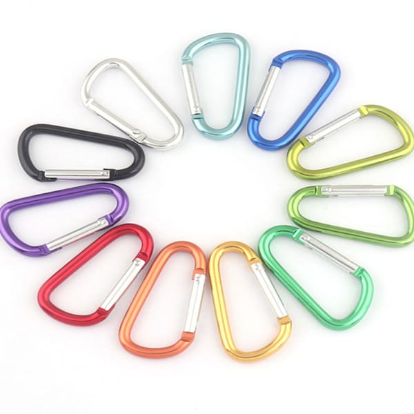 1.5'' Aluminum Carabiner Colorful D shape Carabiner clip clasp Spring hook belt clip keyring camping Karabiner For Hammock-48mmx25mm