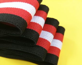 Gummiband 1 1/2 ""Gummiband schwarz rot weiß Streifen Gurtband Bund elastisch Nähen elastische Schüttware,Bekleidungszubehör-40mm."
