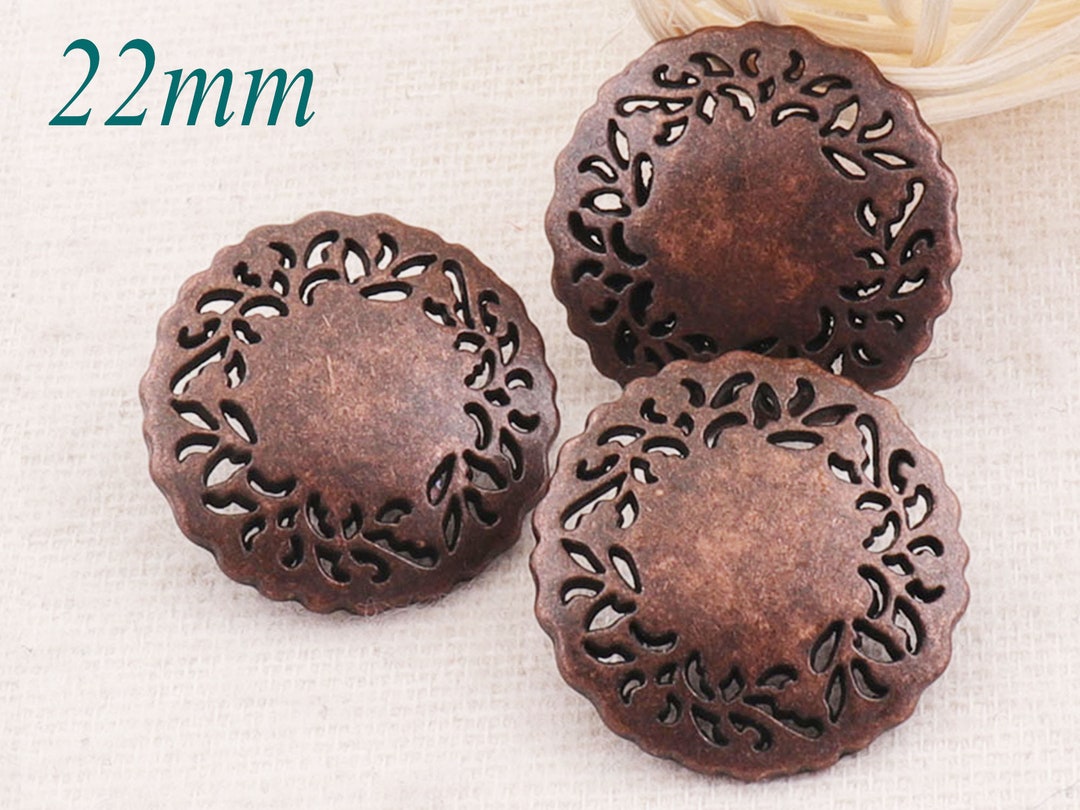 6 PCS Ancient Copper Metal Button,buttons -shank Jewelry Button Vintage ...