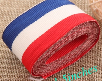 1 -10 yards 1.5 inch Webbing,White Blue Red Striped Soft Webbing,Webbing By the Yard,Polyester Webbing,Webbing Strap,Belt Webbing-Wholesale