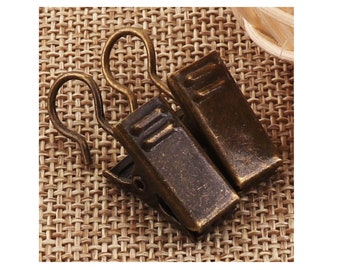 20 Pcs Curtain Clip Hook Clasps Bulk Antique Bronze Metal Hook Tapestry Holder Decorative Hook Clips Bag Charm -Wholesale(1749)