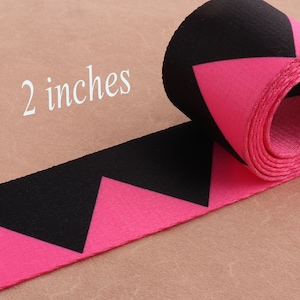 Webbing-50mm Black Rose Red Webbing,for handles Strap Purse Bag,Soft Smooth Ethnic Webbing,Geometric Pattern Webbing Bag Belt- 2&quot;(WB727)