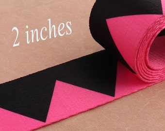 Webbing-50mm Black Rose Red Webbing,for handles Strap Purse Bag,Soft Smooth Ethnic Webbing,Geometric Pattern Webbing Bag Belt- 2"(WB727)