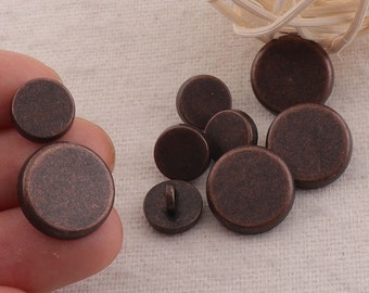 Metal Buttons -Shank 10pcs/6pcs,3/8"/5/8"(10mm/15mm), Ancient Copper Button Coat Sweater Clothing Leather Wrap Clasps (C48/49)