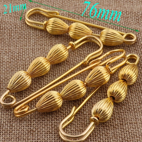 Spille Da Balia Grandi 80mm | MetallO Placcato Oro | 7 Fori | Per Gonne, Kilt E Fai Da Te - Foto 5