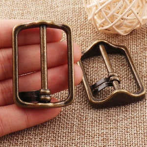 Center Bar Buckle,Antique Bronze Sliders Buckle,40mm strap adjuster,Metal Adjustable webbing Purse Bag buckles,Strap Keeper 4 PCS