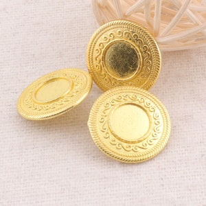 Metal Buttons,3/4&quot;(20mm),6pcs,Gold Metal Buttons Shank Flat Ethnic Button Jewelry Coat Sweater Clothing Leather Wrap Clasps(G03)