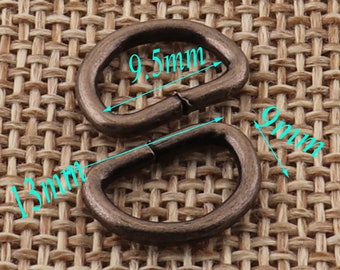 100 PCS Gunmetal D Ring Buckles,Webbing Purse Bag Handbag purse Hardware,D Rings d ring belt,metal d-ring-9.5 mm(16)