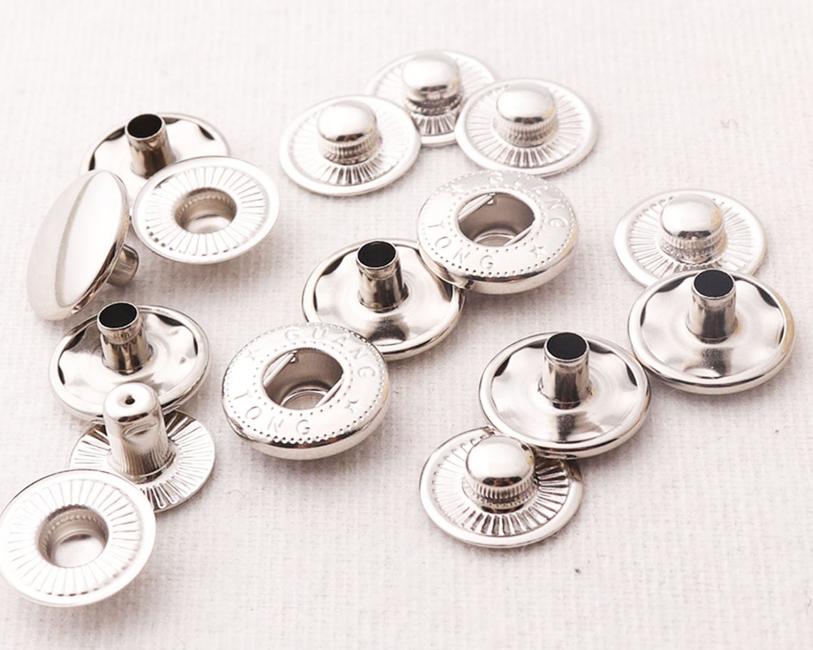 40 units Silver Snap Button Set 10mm 15mm Round Buttons Snaps Etsy