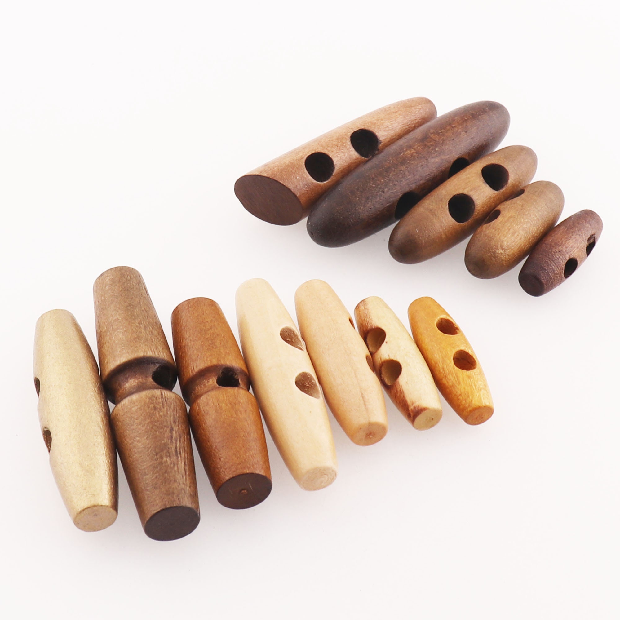 20Pcs Wood Sewing Toggle Buttons for Craft Embellishments 