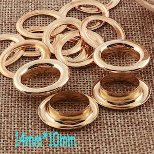 Oval Large Eyelets,50 sets,grommet eyelets,Barrel Diameter 5/8&quot;(15mm)Gold Metal Eyelets Grommets With Washers,Leather,Canvas,bag (ey029)