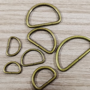 10-50 pcs Antique Bronze D Rings Buckles Hardware Key Chains for leather handles Webbing Strap Handbag Purse Hardware 13mm 20mm 25mm 38mm