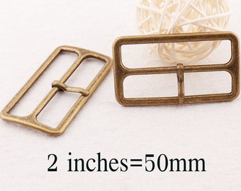 2" Center Bar Buckles,6PCS Antique Bronze Strap Buckle Fasteners Belt Buckles,50mm Square Bag Luggage Straps,pin buckle,slide leather buckle