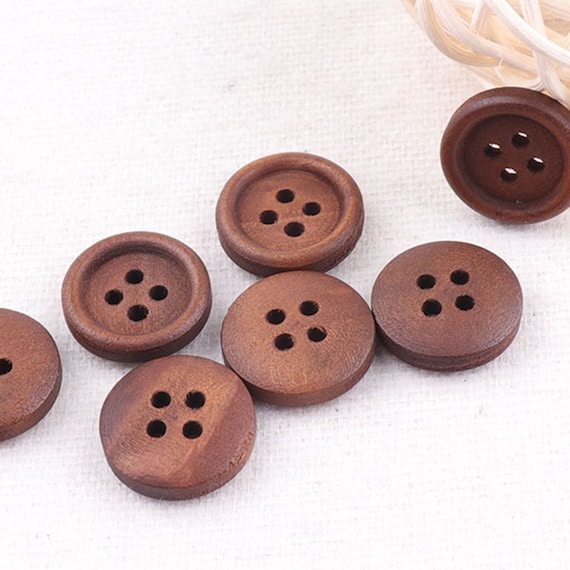 20 Mm Brown Round Wood Buttons,10 Pcs Natural Wooden Buttons