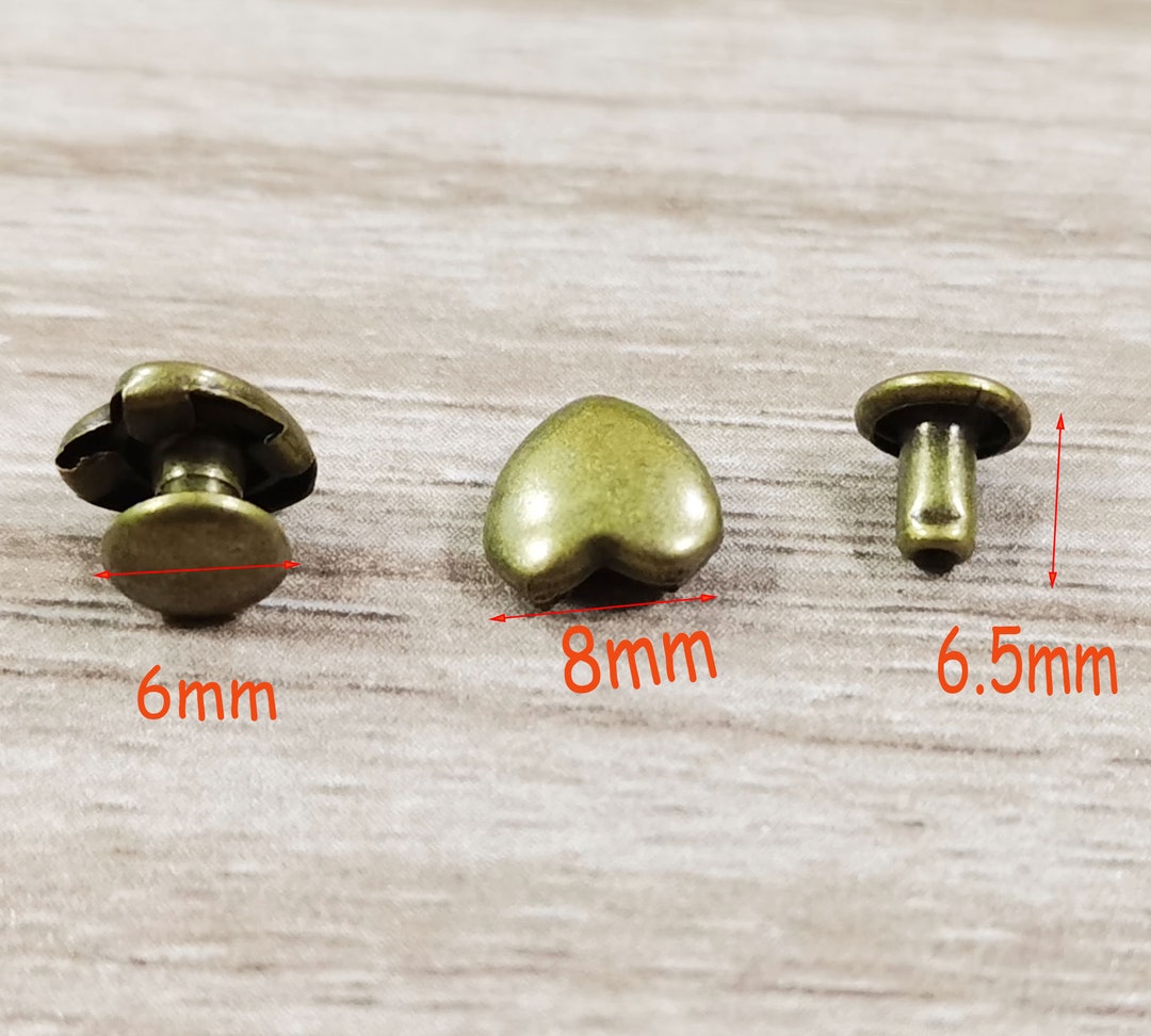 Cute Rivet 50-100 Sets Metal Heart Rivets Double Cap Rivets Stud Rivets for ...