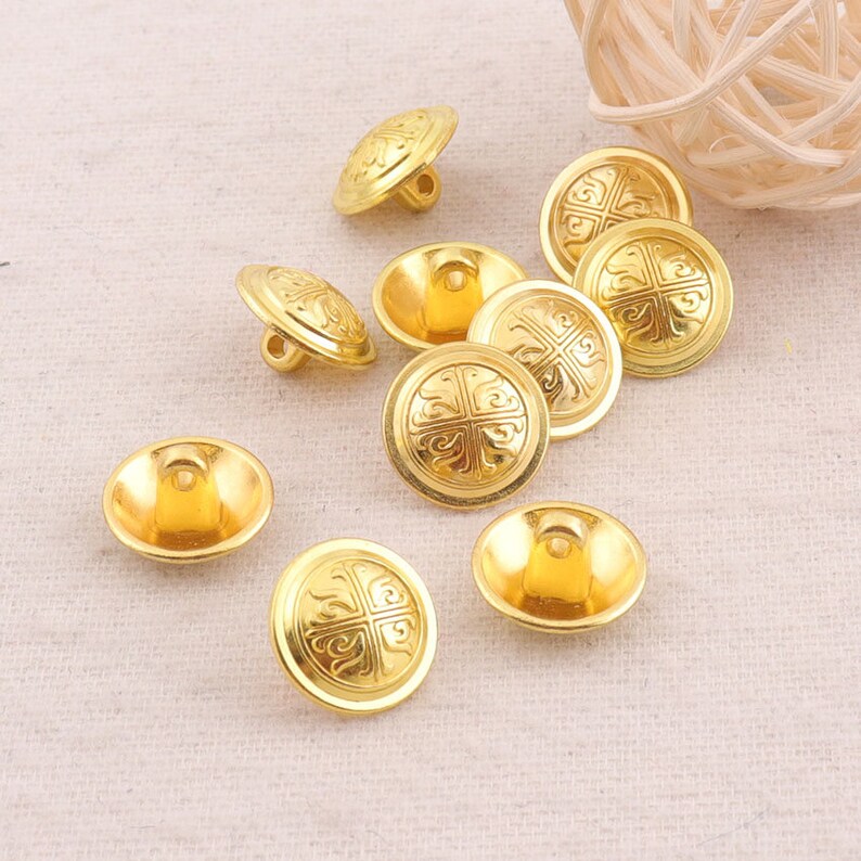Gold Metal Buttons Shank5/815mm10pcsvintage Jewelry Etsy