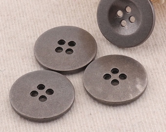 8 pcs Metal Buttons 4 Holes Ancient Silver Flat Metal Button Wrap Clasps Coat Sweater Clothing Leather 3/4"(20mm)(lb87)
