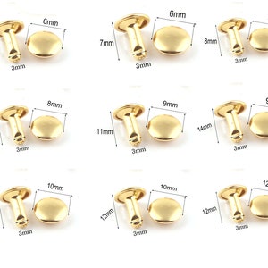 100 Sets Gold Double Cap Rivets 6x7 7x8 8x10 9x14 10x10 10x12 12x12 Stud Rapid Leather Craft Repair for Shoes Clothing Bag Parts Decoration