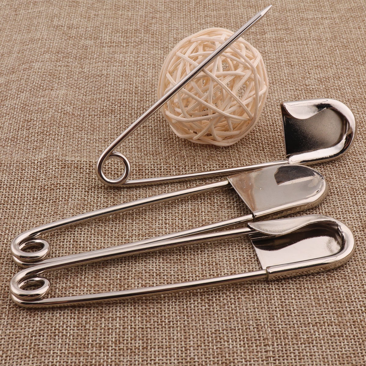 Silver Safety Pins 85mm Coiless Safety Pins for Bead Craft Shawl