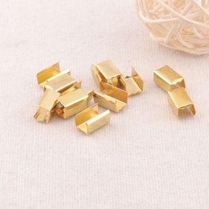 3/8&quot;(11mm),30pcs,Gold Smooth Fastener Crimp Bracelet Jewelry Making Webbing Leather Stringing(SJ1)