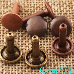 200 sets Double Cap Rivet,Antique Bronze/Antique Copper Dome Round Rivet,Domed Studs Leather craft Rivet Prong Studs-9mm*14mm(ZD30)