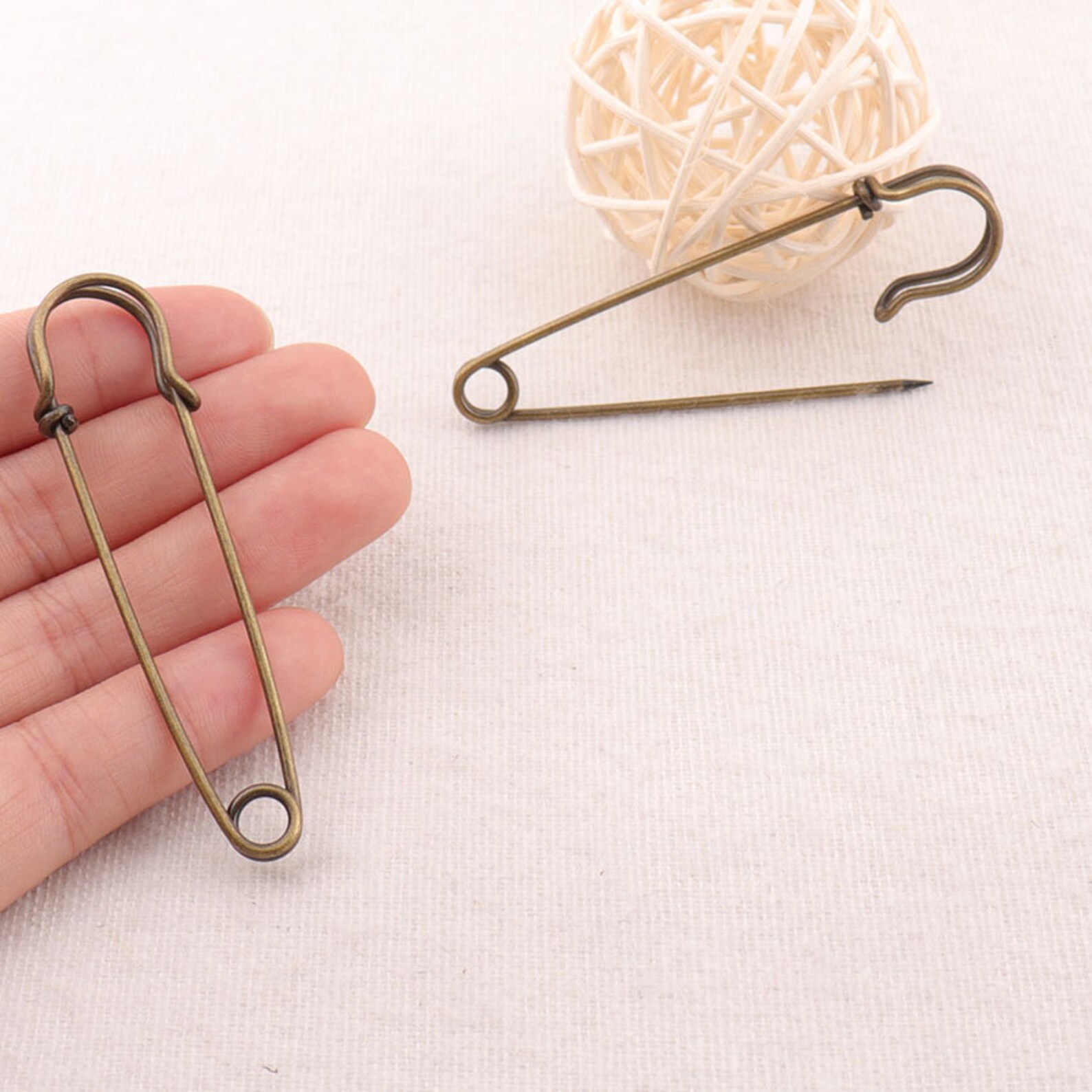 15 Safety Pins 2 3/470mmLarge Bronze Safety Pins Etsy