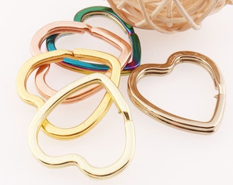 30 PCS Gold/Pale Gold/Rose Gold/Bronze/Rainbow Split Rings,Heart Key Ring Chain Leather,Jump Rings Key Chains Key Fob (KY40)