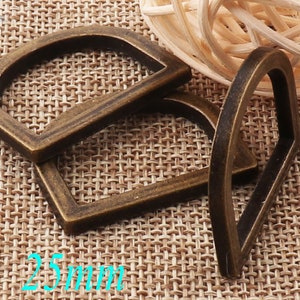 10 PCS Metal Antique Bronze Flat D Ring Buckles,1"(25mm) D Rings Webbing Purse Bag Handbag BUCKLE,Handbag Hardware Shoe buckle(d1)