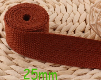 25mm Cotton Webbing Brown Webbing,Handbag Handle Bag Straps Cotton Canvas,Bag Purse Webbing By The Yard(WB583)