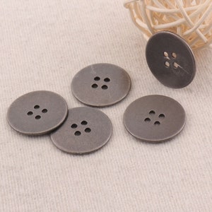 Metal Buttons 4 Holes Ancient Silver Flat Metal Button Wrap Clasps Coat Sweater Clothing Leather 7/8&quot;(22mm)10pcs (lb85)