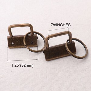 1.25&quot;(32mm),10 sets,Antique Bronze Key Fob Hardware with keychain hardware,for webbing/ Wristlets/Fabric Key Chains(kfh97)