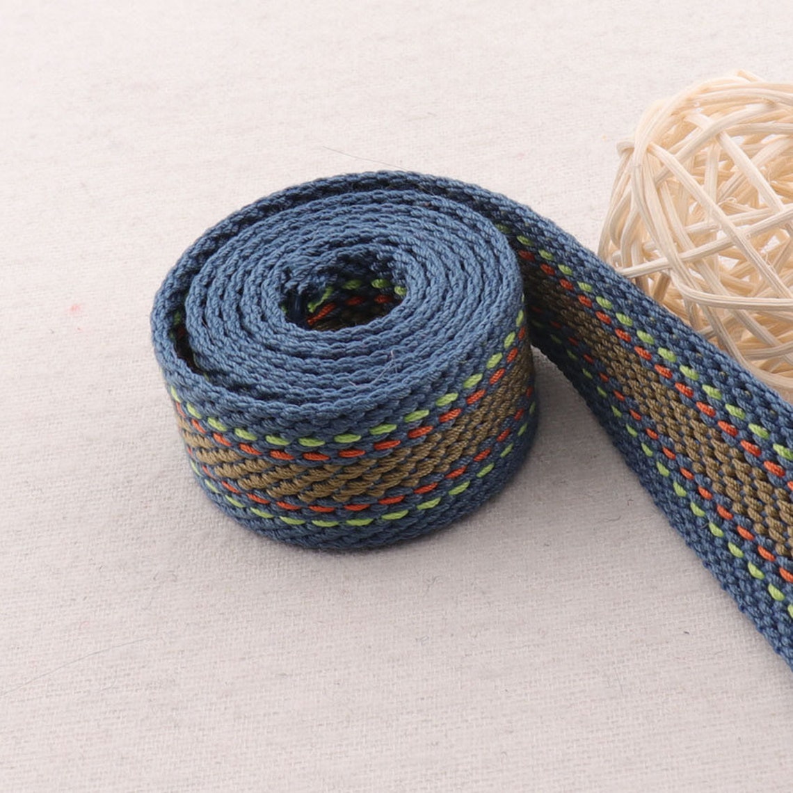 1 Blue Cotton bingStriped bing bag strap bag Etsy