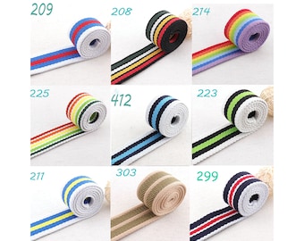 38MM Striped Webbing,Colorful Striped Webbing Ribbon Key Fobs,Bag Belts Purse Straps Tape Bag Handle Belting Dog Collar Wholesale-4-10 YARDS