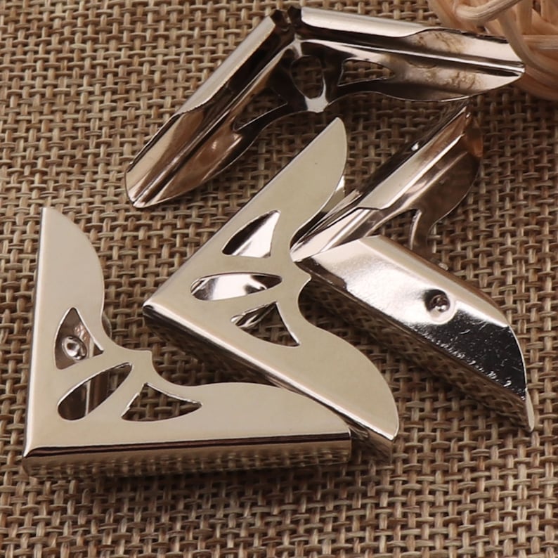 6 Metal Corner Protectors,30x30mm,Silver Corner Cet of 4,Picture Frame Corners,Jewelry Box Corners,Wine Box Corner,Metal Box Corner