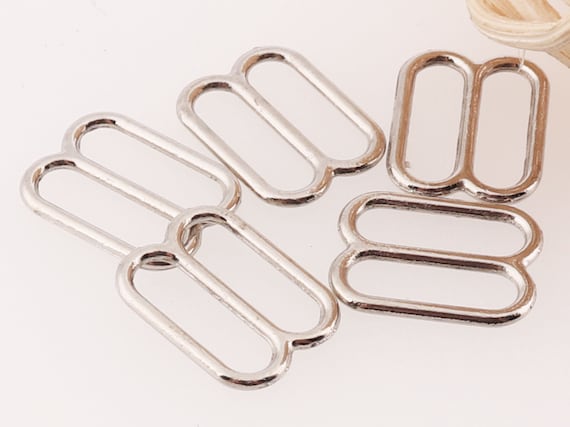 50 PCS Silver Metal Bra Making Strap Slide Hooks 