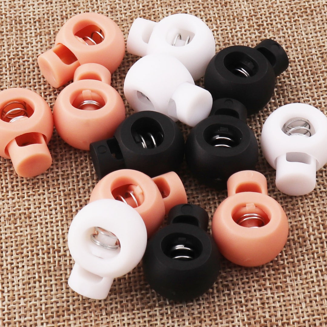 10-50pcs Black/white/pink Single Hole Round Ball Cord Lock Toggles ...