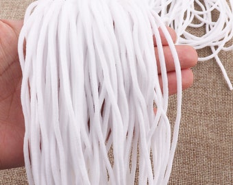 10-100 Meters White Nylon Cotton Elastic Cord,Elastic Cord band Stretch Elastic Rope Trim,DIY Making masks-2.5mm