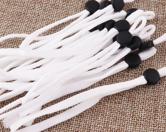 50 pcs cord stopper,Elastic with adjuster elastic with stoppers,DIY mask supplies, soft cotton elastic with stoppers 1/4” -1/8"