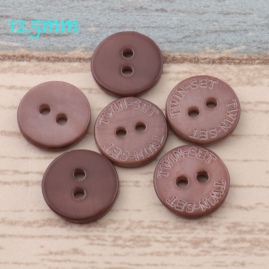 Shell Button Brown 6 Brown Shell Buttons,charm Buttons,pearl Buttons 4 Holes 1/2