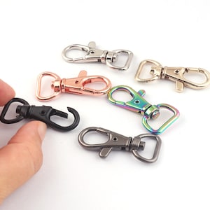 30 PCS Lobster Swivel Clasps,14mm Silver/pale gold/Rose Gold/Gunmetal/Black/Rainbow Hook Clasps Claws,Carabiner Snap,Handbag Snap,Purse Hook