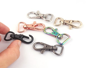 30 PCS Lobster Swivel Clasps,14mm Silver/pale gold/Rose Gold/Gunmetal/Black/Rainbow Hook Clasps Claws,Carabiner Snap,Handbag Snap,Purse Hook