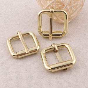 8 PCS Pale Gold Strap Buckle,Fasteners Belt Buckle Square Center Bar Buckles Bag Luggage Shoes Watch Straps-3/4&quot;(20mm)(1434-FK10)
