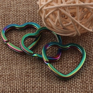 Rainbow Heart shape Key Ring,31mm keychain Split Key Rings,key fob Split Rings Findings(b31)