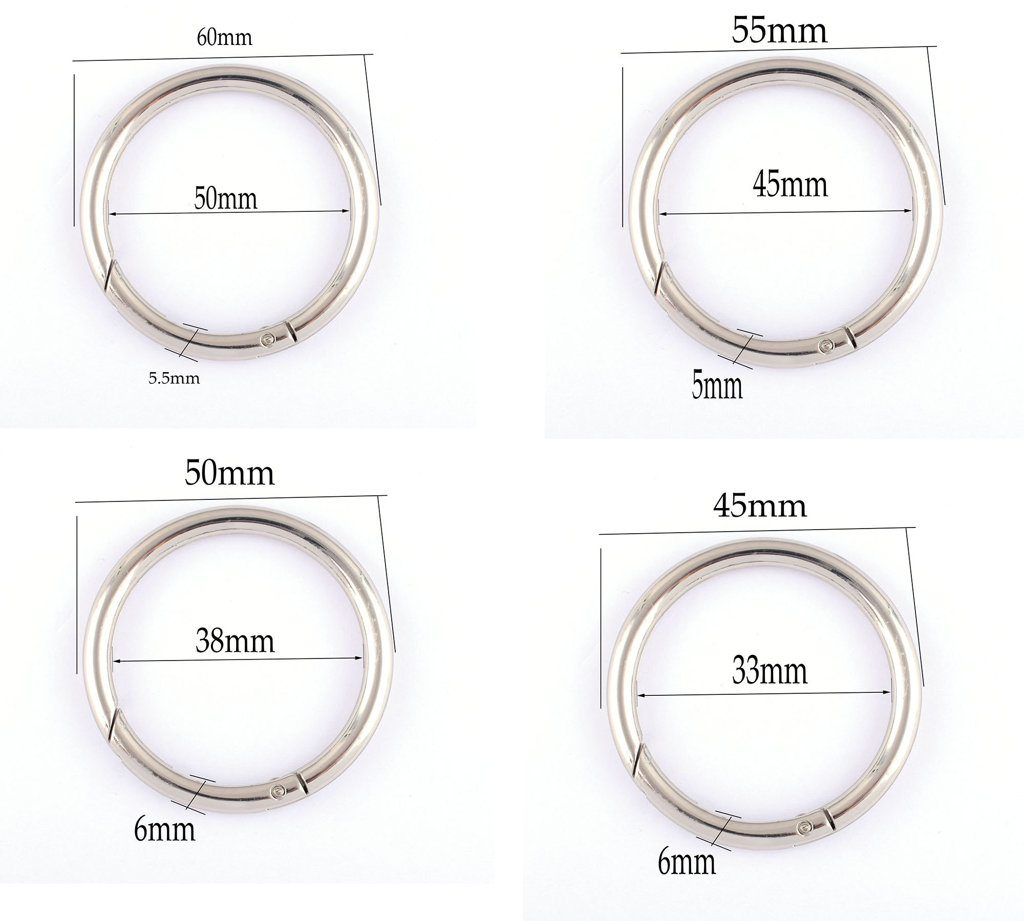 Silver Spring Gate Ring Metal Spring O Rings Clasps Purse O Ring Push ...