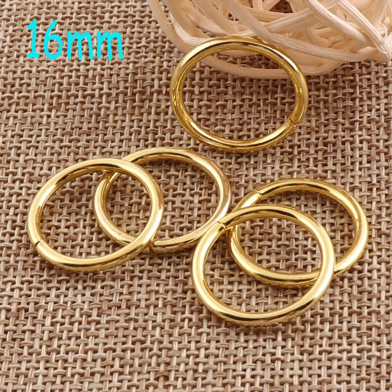 60pcs Gold O Rings Buckles,Choker Belt Collar Zipper,Chain Choker Leather Belt,Clasp Handbag Webbing Strap,Handbag Hardware-16mm r0244